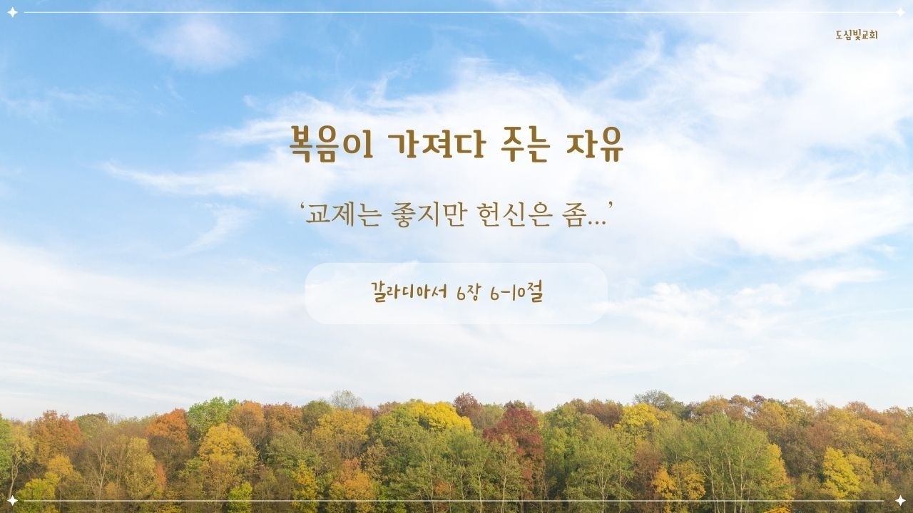교제는 좋지만 헌신은 좀... - 갈라디아서 6장6-10절