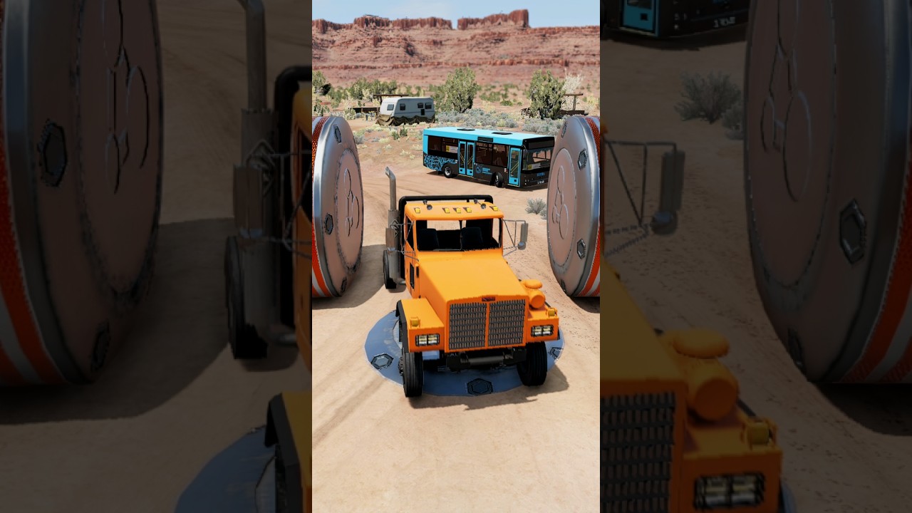 Cargo Truck and Buses Vs Bollards Crash #beamngdrive #bus