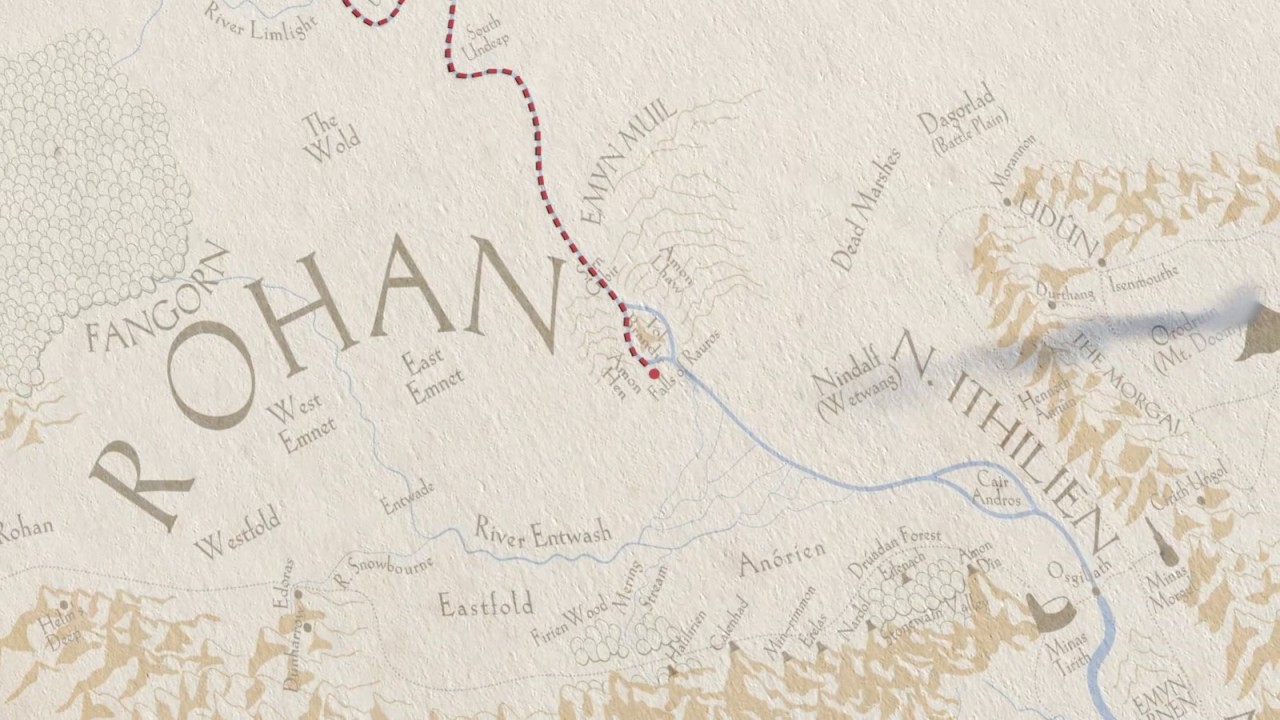 Lord of the Rings Map - The journey of Frodo from Hobbiton to Mount Doom