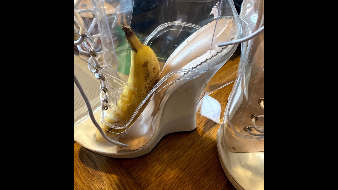 Banana Crush - 7 inch perspex extreme wedge heels