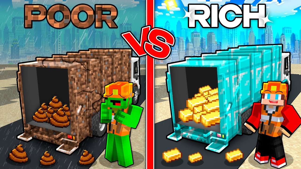 POOR Mikey vs RICH JJ Became TRUCK DRIVERS in Minecraft (Maizen)
