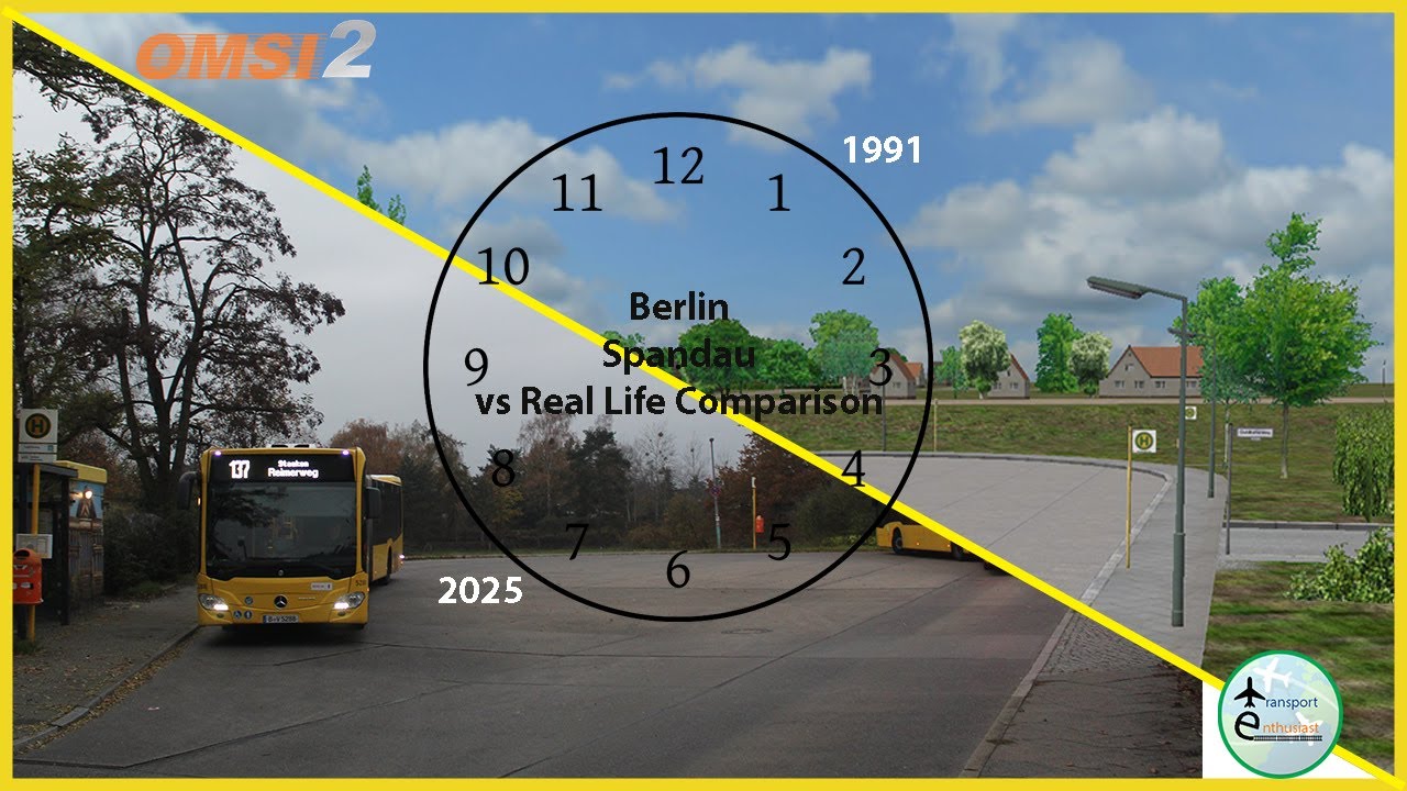 Сравнение Omsi 2 Berlin Spandau и реальной жизни в 2025 году.