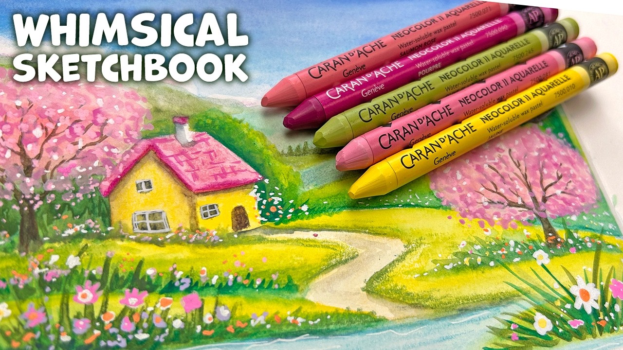 Whimsical Sketchbook 🌸 Watercolor Play with Neocolor II