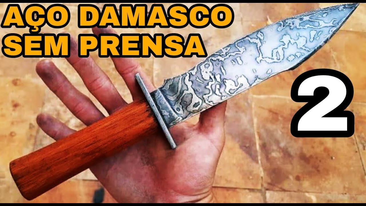 FACÃO de AÇO DAMASCO FORJADO À MÃO COM SUCATA - PARTE 2 - #desafiosobforja