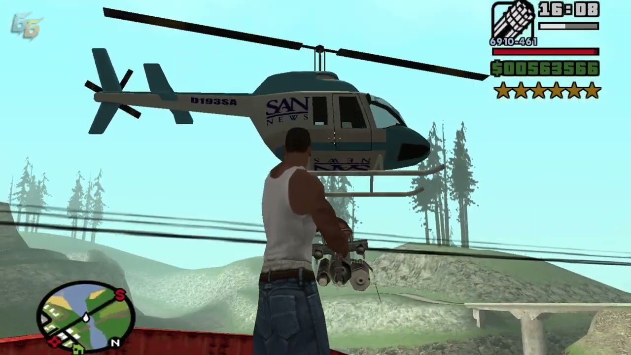 ⭐⭐⭐⭐⭐⭐SIX STARS WANTED LEVEL RAMPAGE WITH MINIGUN | 6 STAR WANTED LEVEL ESCAPE IN GTA SAN ANDREAS