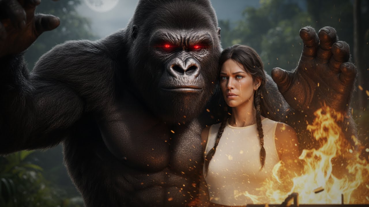 Emotional Scene: King Kong guards the beautiful woman all night