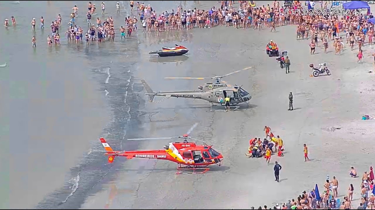 Helicópteros fazem resgate de afogamento na praia de Balneário Camboriu!