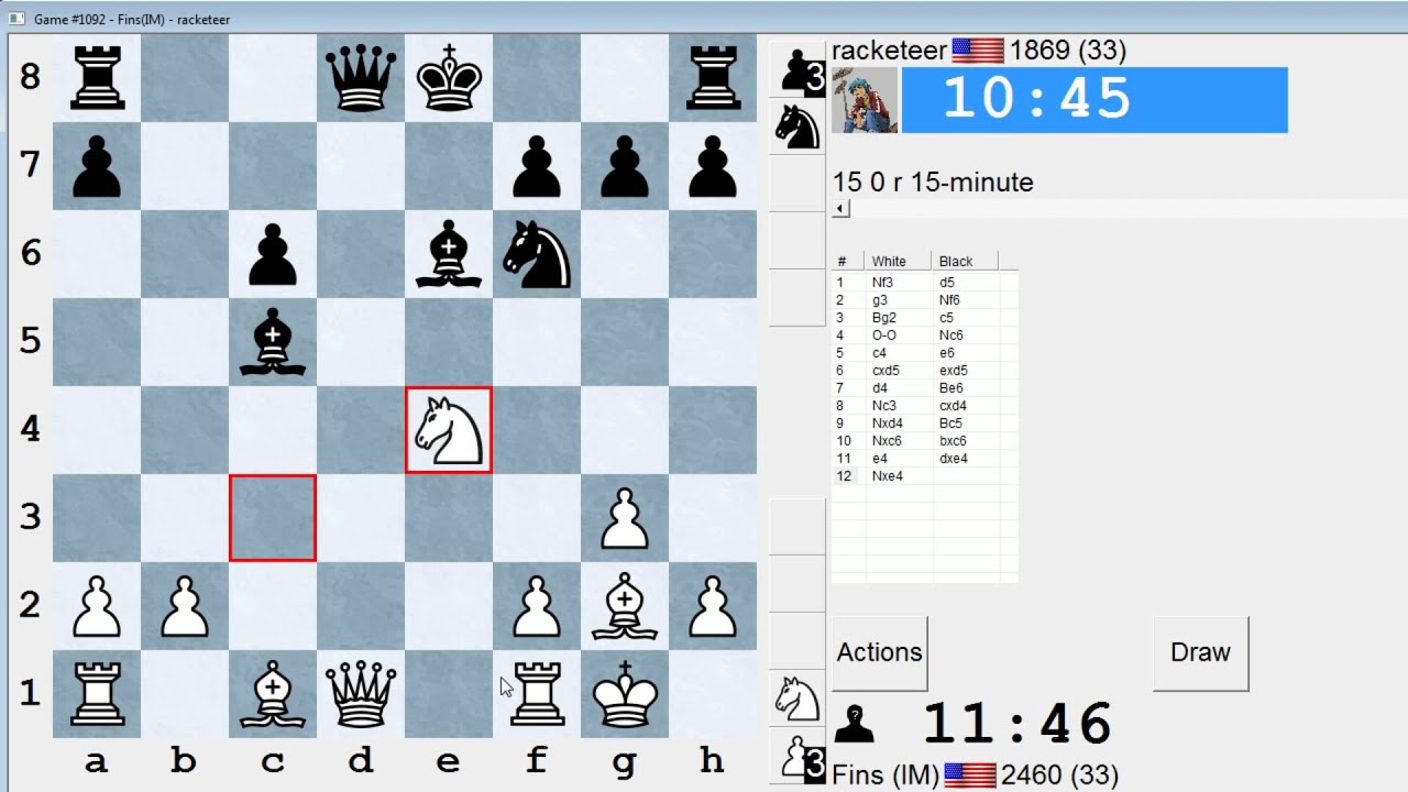 Standard Chess #211: IM Bartholomew vs. racketeer (Tarrasch Defense)