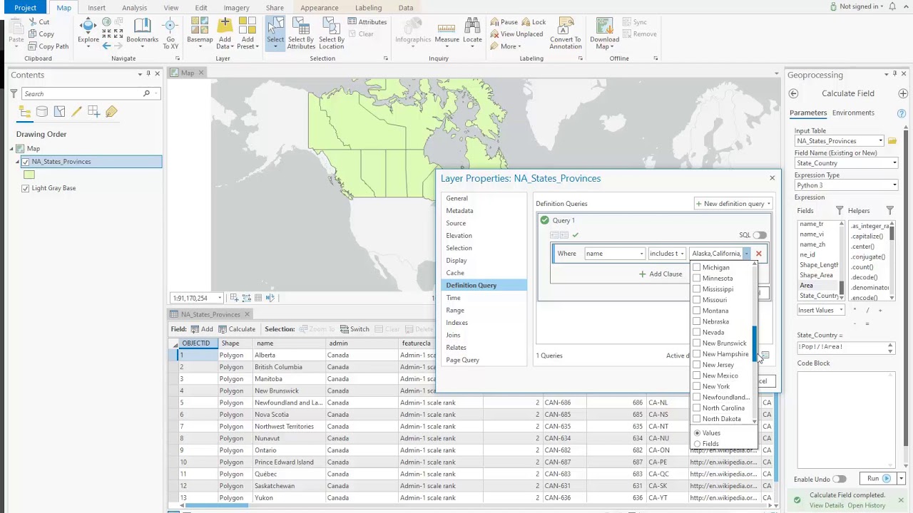 Geography 212: Using definition queries in ArcGIS Pro
