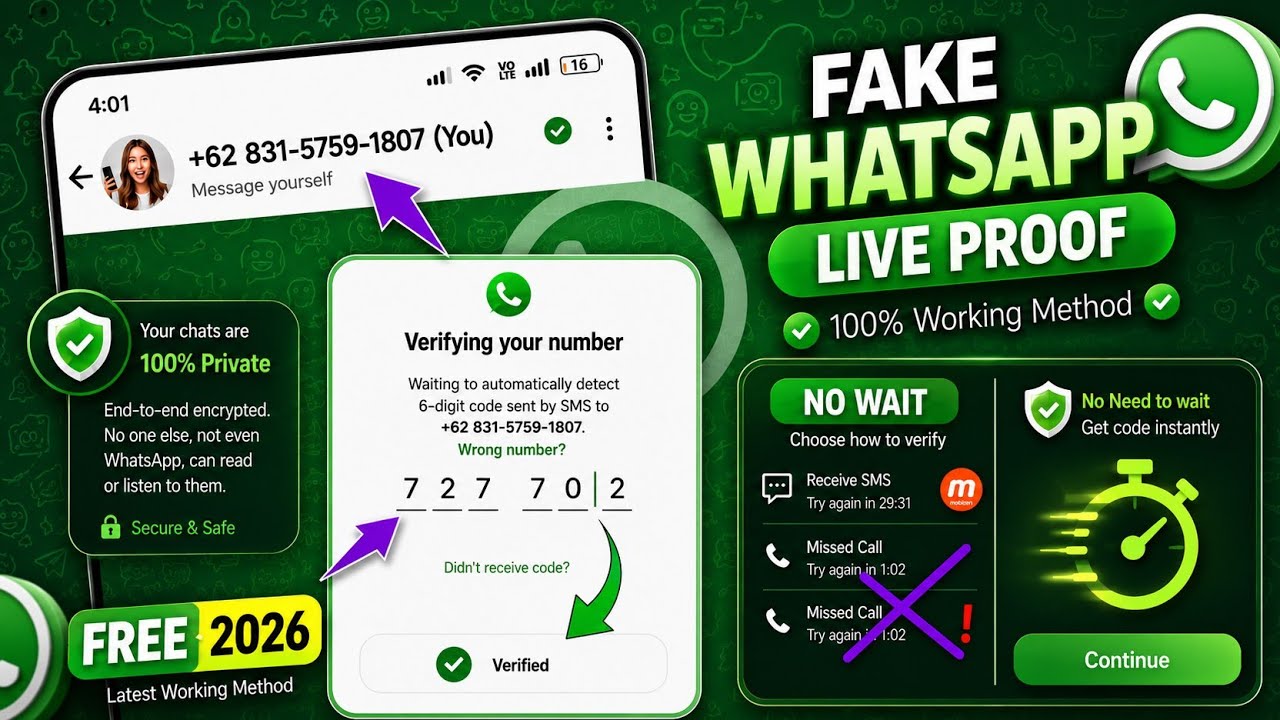 Live-How to create Fake WhatsApp account 2026_Fake WhatsApp with Fake number _virtual number