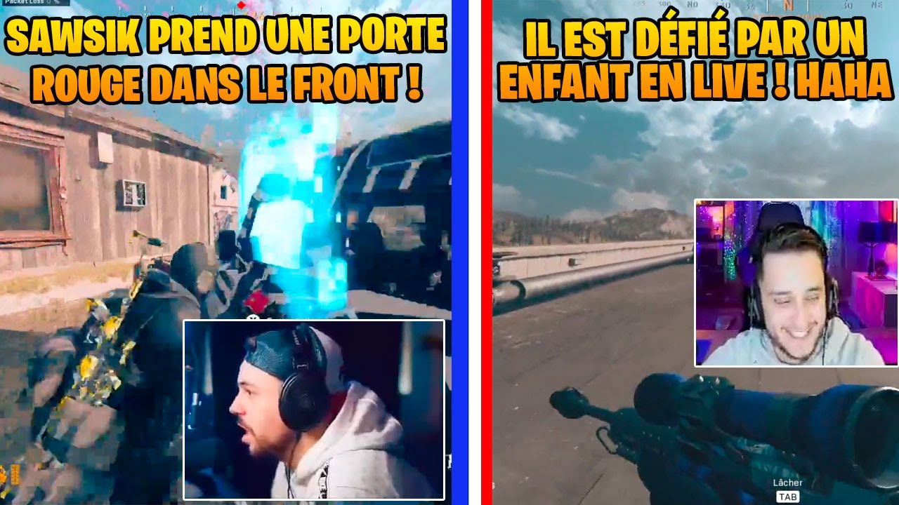 IL EST D&Eacute;FI&Eacute; PAR UN ENFANT EN LIVE😂SAWSIK PREND UNE PORTE ROUGE DANS LE FRONT😂BEST OF WARZONE FR #83