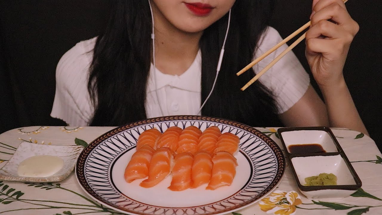 ASMR 부드럽고 촉촉한 주황빛 연어초밥 이팅사운드 🧡🧡 사심먹방🍣🧡