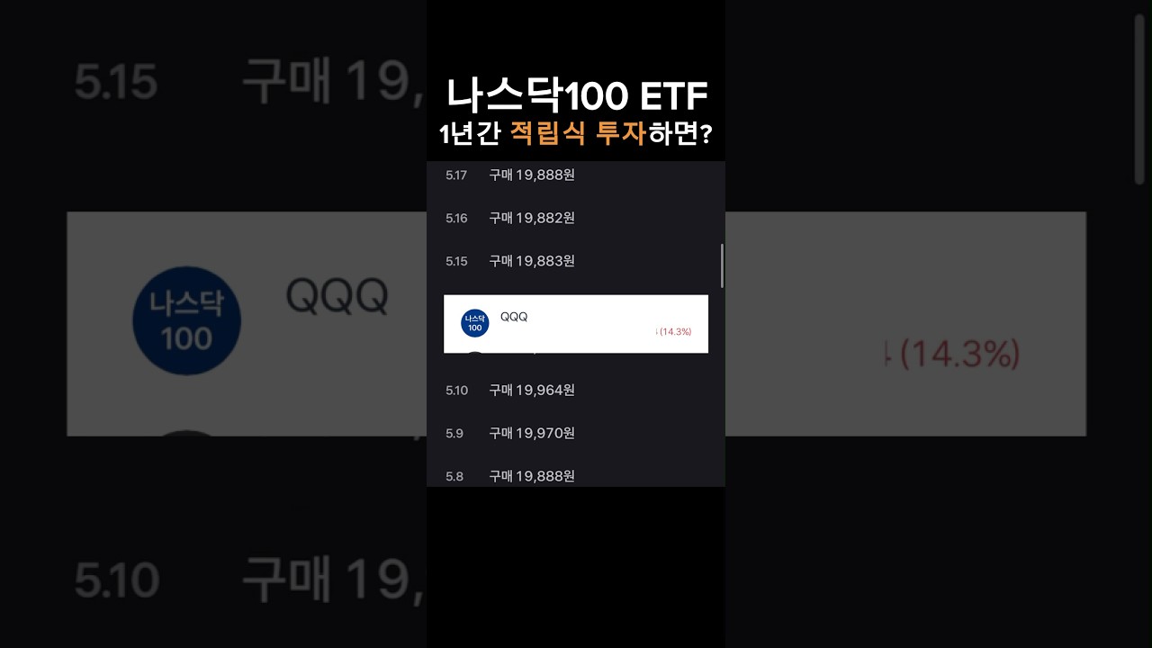 미국 나스닥 100 ETF, QQQ 1년간 매일 적립식 투자, 수익률은? #나스닥 #미국주식 #나스닥100 #qqq #적립식투자 #돈버는법 #1억모으기