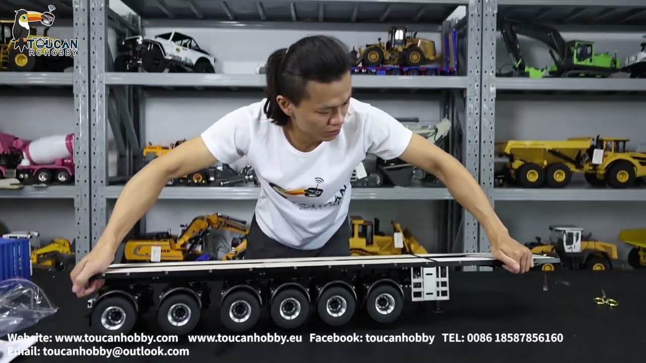 Fury Bear 6 Axles Flat Trailer for 1/14 RC Tractor Truck, It is almost assembled,