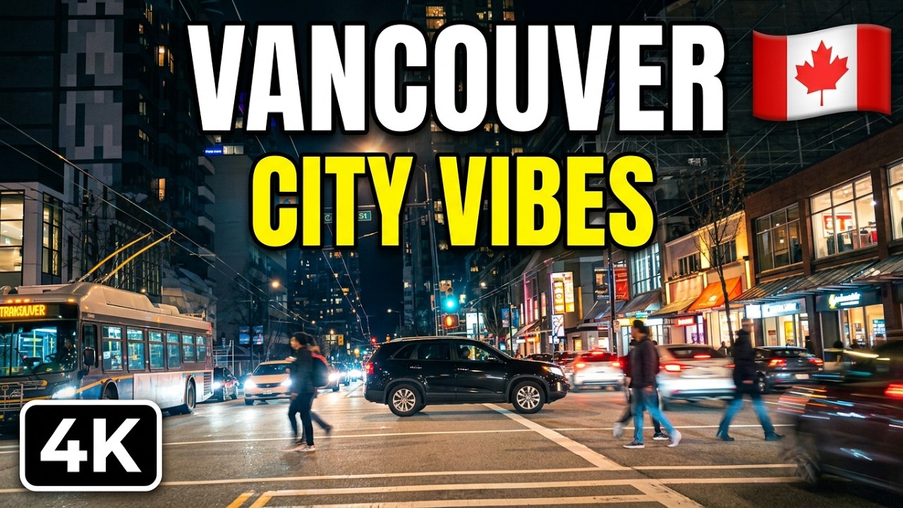 🇨🇦  [4K] 🛻 🌟 Downtown Vancouver Night Driving Through Busting Streets, BC Canada 