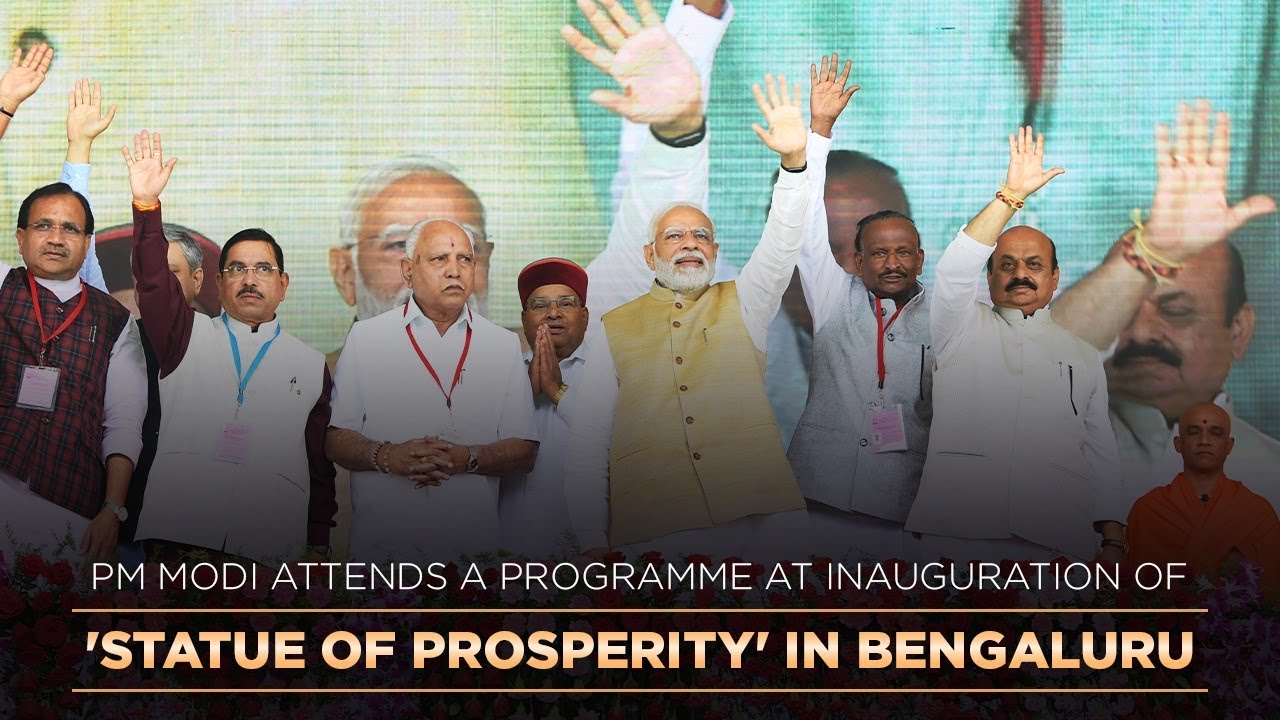 PM Modi attends a programme at inauguration of 'Statue of Prosperity' in Bengaluru