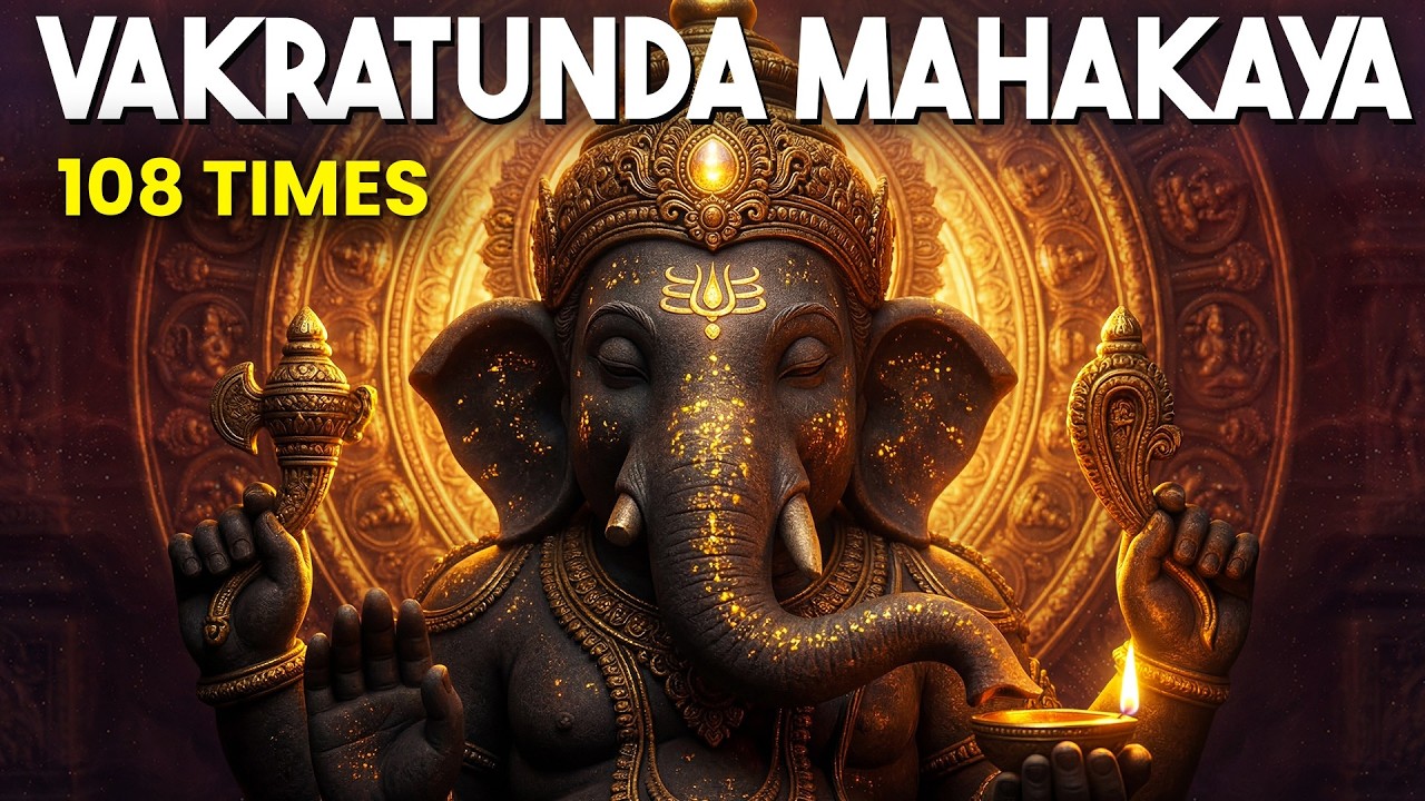 Vakratunda Mahakaya 108 Times with Lyrics | Powerful Lord Ganesh Mantra | Ganpati Bappa Morya
