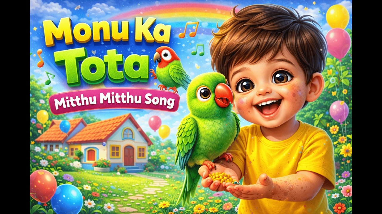 Monu Ka Tota  | Mitthu Mitthu Song | Hindi Nursery Rhyme for Kids | Cute Baby Song