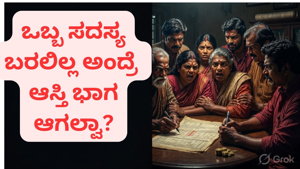 ಆಸ್ತಿ ವಿಭಜನೆ ಮಾಡುವಾಗ ಎಲ್ಲರೂ ಇರಲೇಬೇಕಾ? | Family Property Partition Rules in Kannada