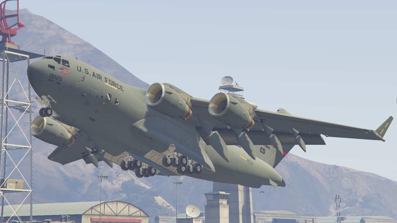 GTA V C-17A Globemaster III ( transporting a truck) (MOD)