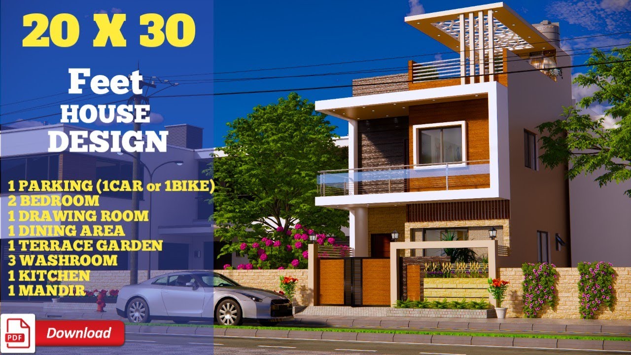 20*30 House Plan | 600 Sqft | 65 Gaj | 2 BHK | Terrace Garden | 6x9 Meters | Archi Studio