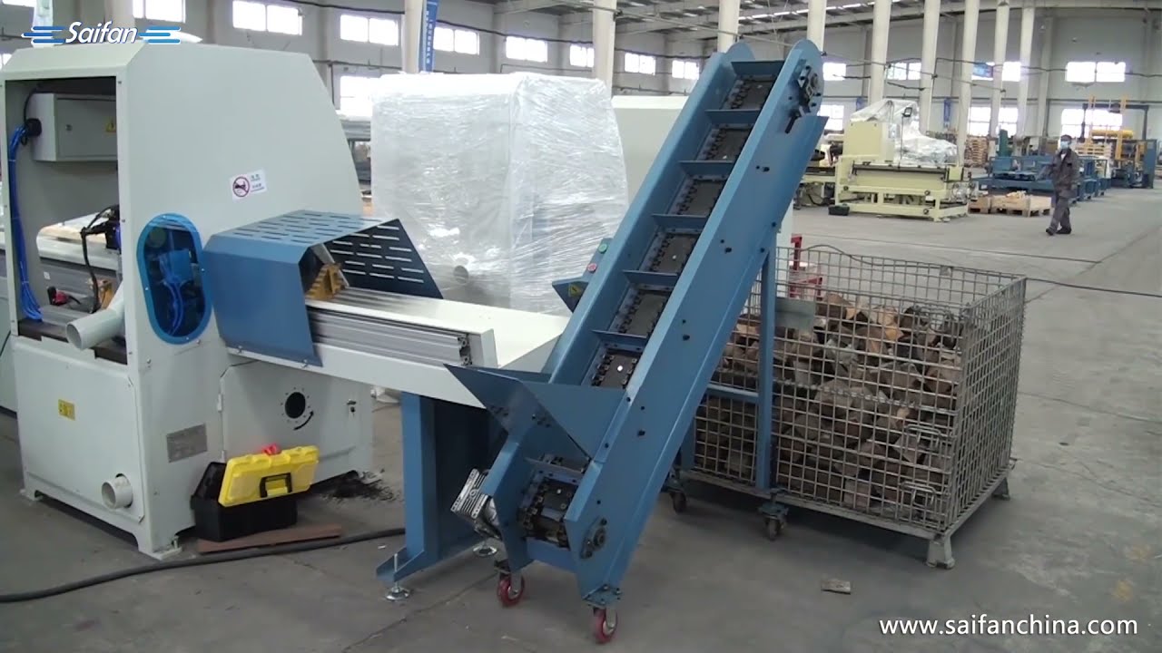 SF6060 wood block cutter with block conveyor