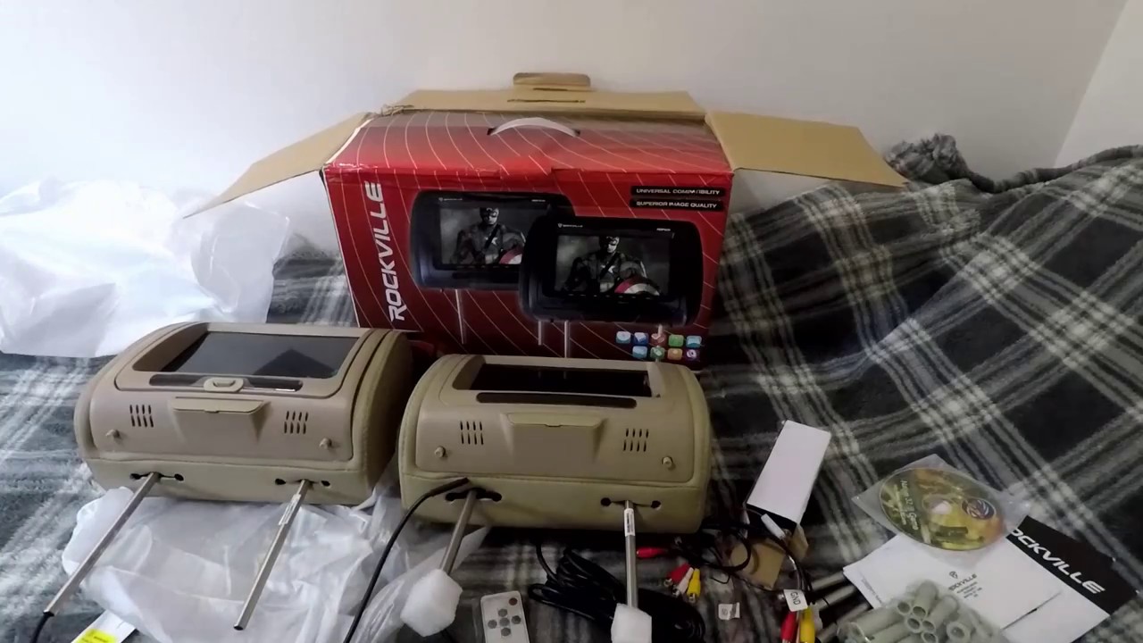 Unboxing of the Rockville 9 Inch Headrest Monitors and DVD Player RPD931