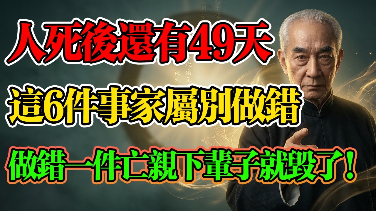 南懷瑾：人死後還有49天「中陰身」！家屬千萬別做這6件事，做錯了親人下輩子就毀了！#南懷瑾 #佛學智慧 #生死輪迴 #中陰身 #人生修行 #佛學 #佛法 #臨終關懷 #49天 #中陰身 #黃金八小時