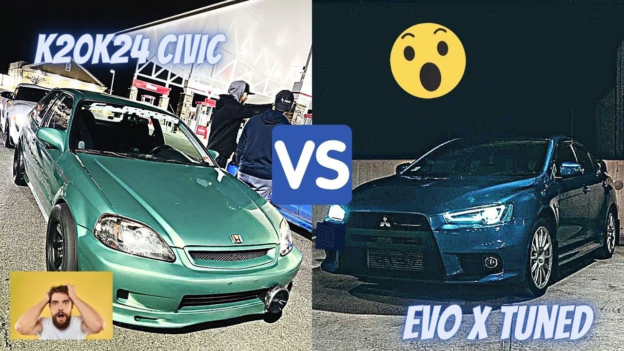 evo x tuned e85 vs k20k24 all motor civic pump 93