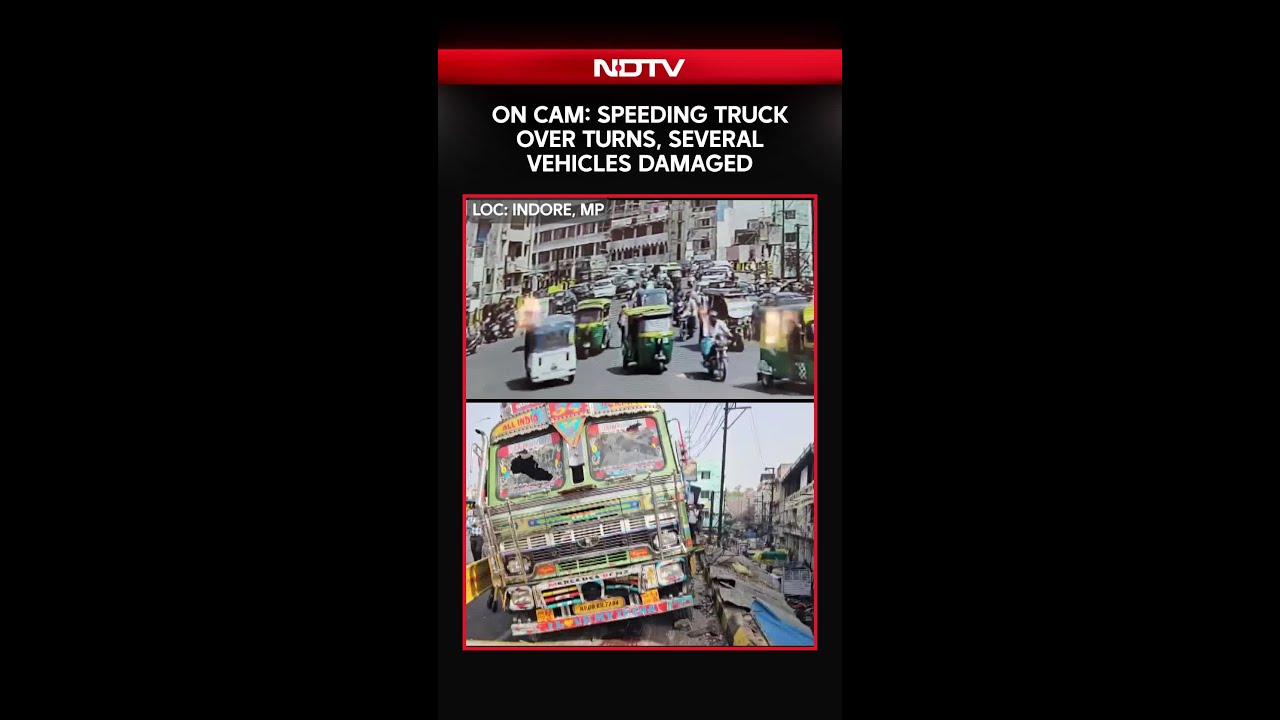 Speeding Truck Overturns On A Highway In Indore, Several Vehicles Damaged: Video