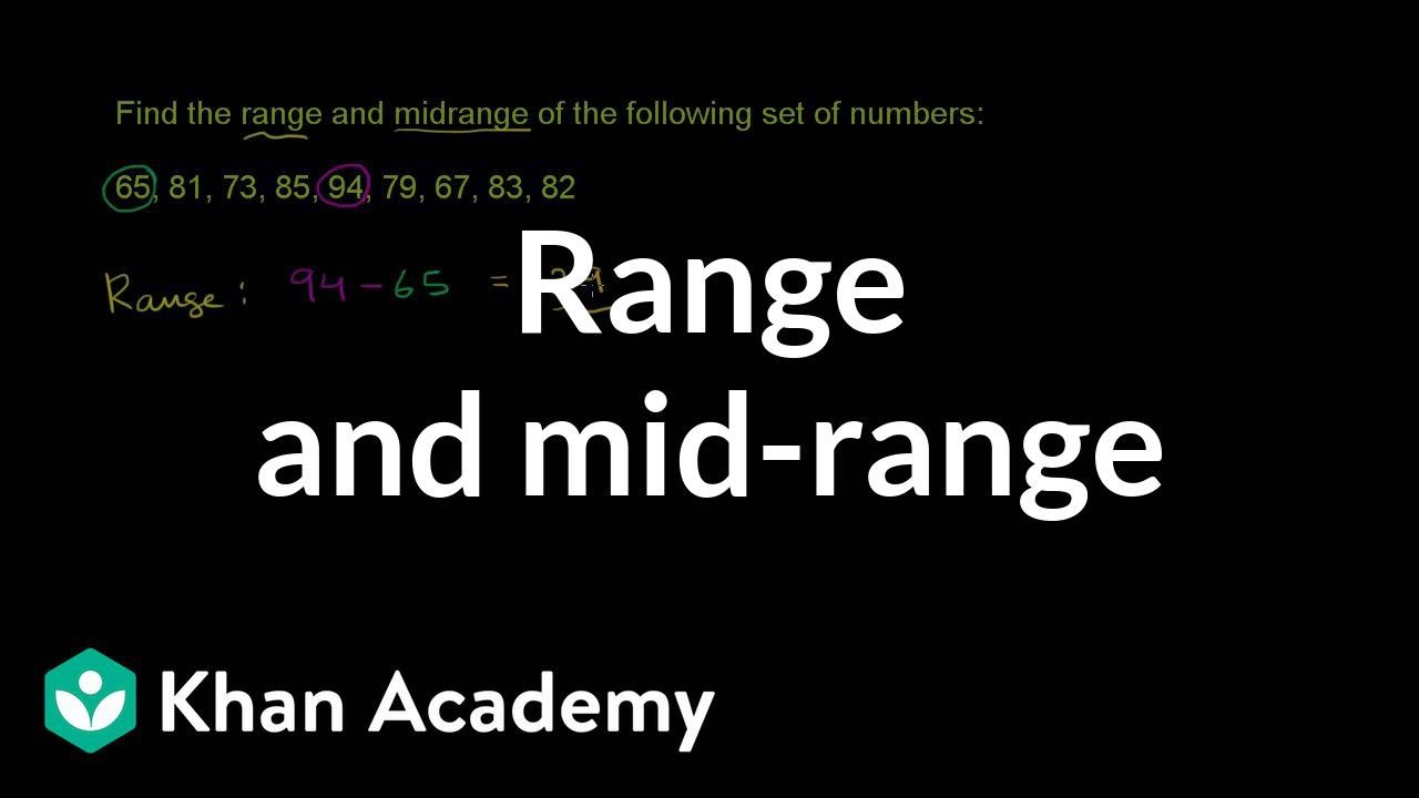 Finding the range and mid-range | Descriptive statistics | Probability and Statistics | Khan Academy