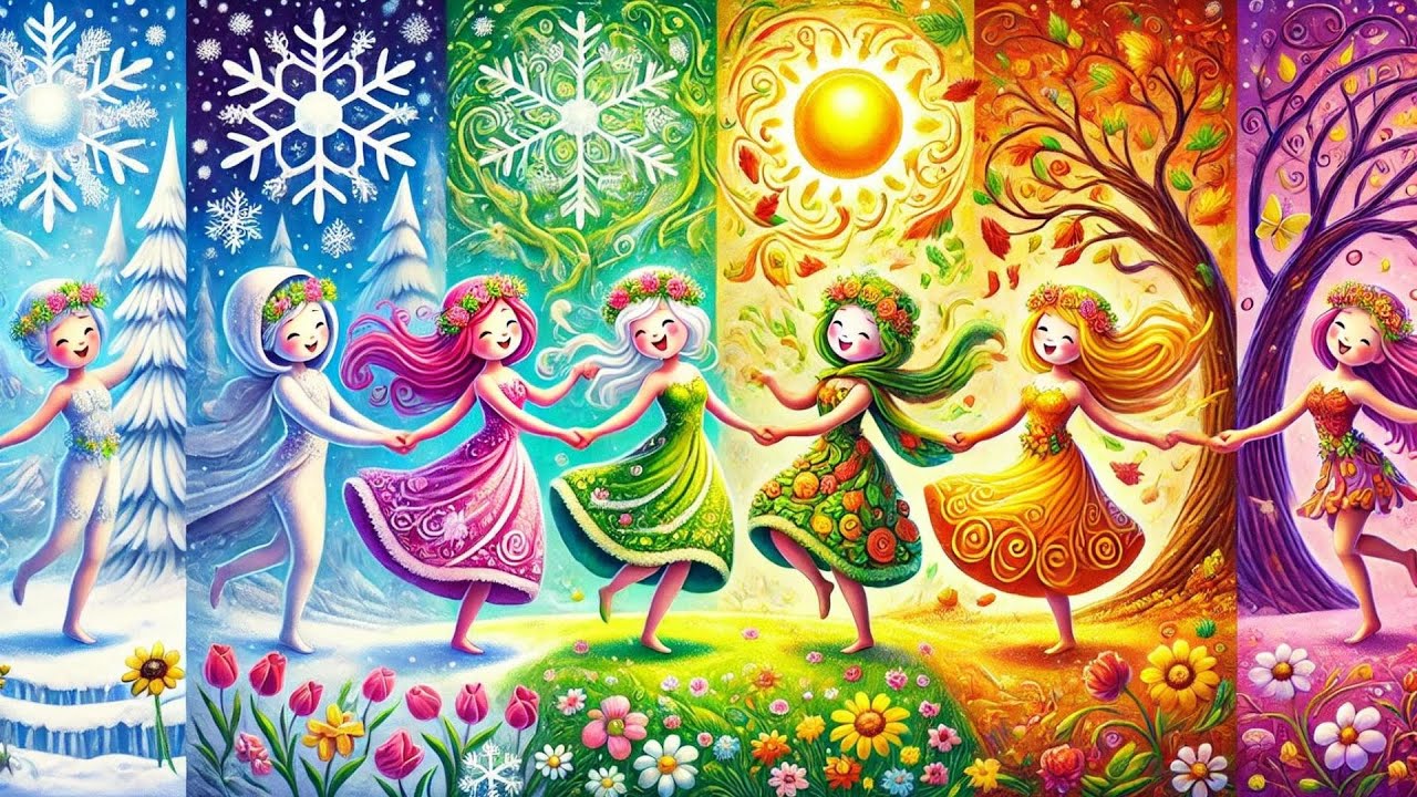 La Chanson des Saisons &ndash; Comptine Enfantine sur l&rsquo;&Eacute;t&eacute;, l&rsquo;Automne, l&rsquo;Hiver et le Printemps 🌞🍁❄️🌸