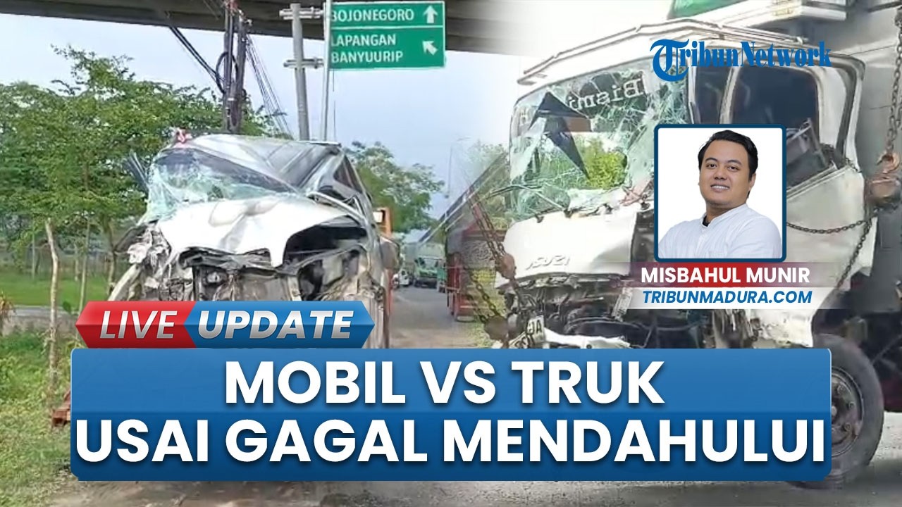 Adu Banteng Truk vs Mobil di Flyover Gayam Bojonegoro, Evakuasi Korban Berlangsung Dramatis