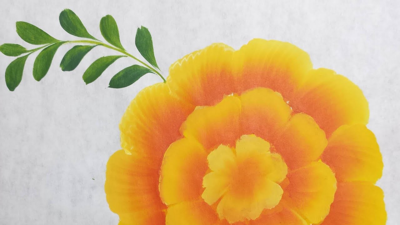 Flor de cempasúchil en PINCELADA con Pilar Ortiz