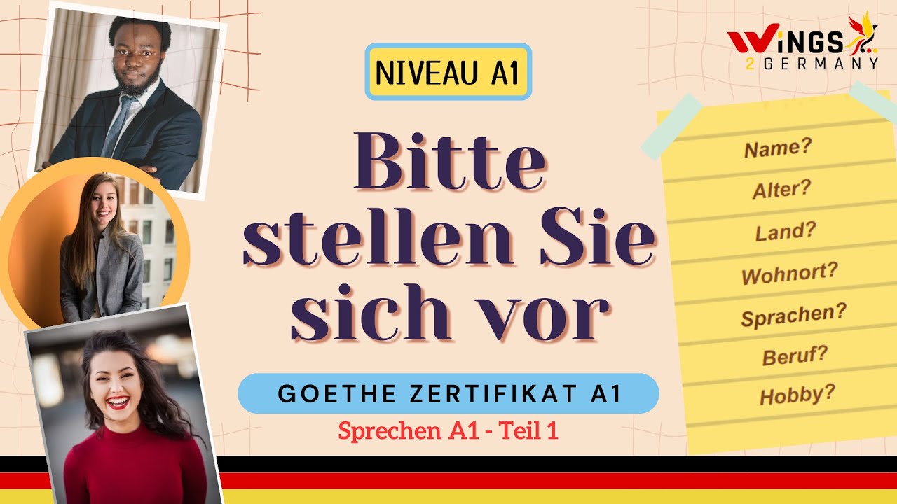 Sich vorstellen | German A1 Sprechen Teil 1 | Name, Alter, Land, Wohnort, Sprache, Beruf, Hobbys
