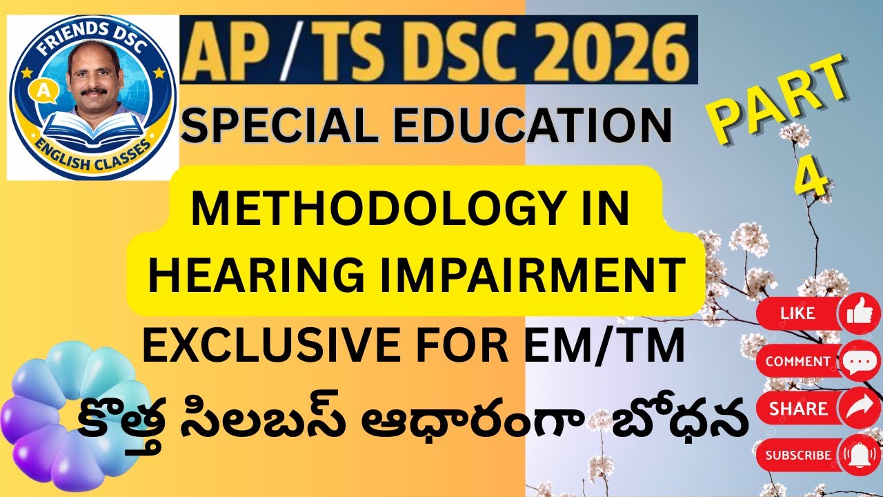 AP/TS DSC 2026 Special Education | HI Methodology: AVT, Speech Intervention & Technology-PART 4