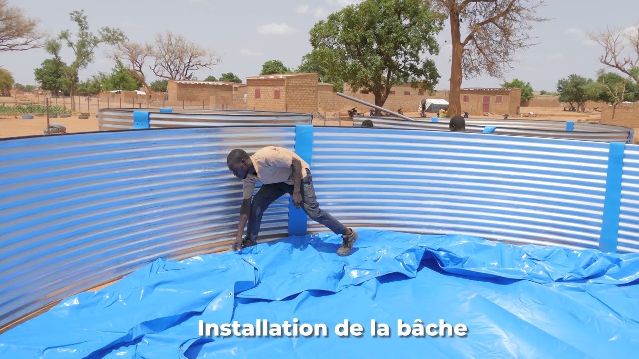 Installation de Bassin circulaire galvanisée #pisciculture #fish #water #irrigation