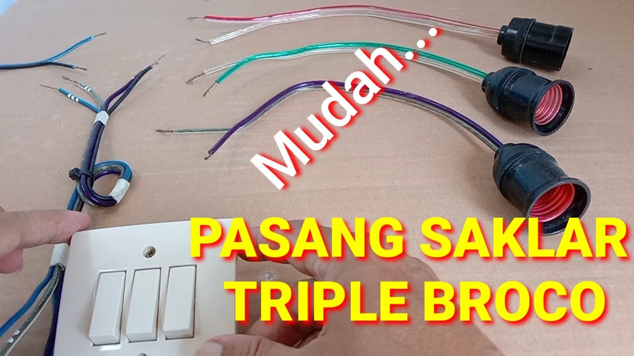 CARA PASANG SAKLAR SERI 3 / SAKLAR TRIPLE BROCO UNTUK 3 LAMPU || Tutorial Pemula