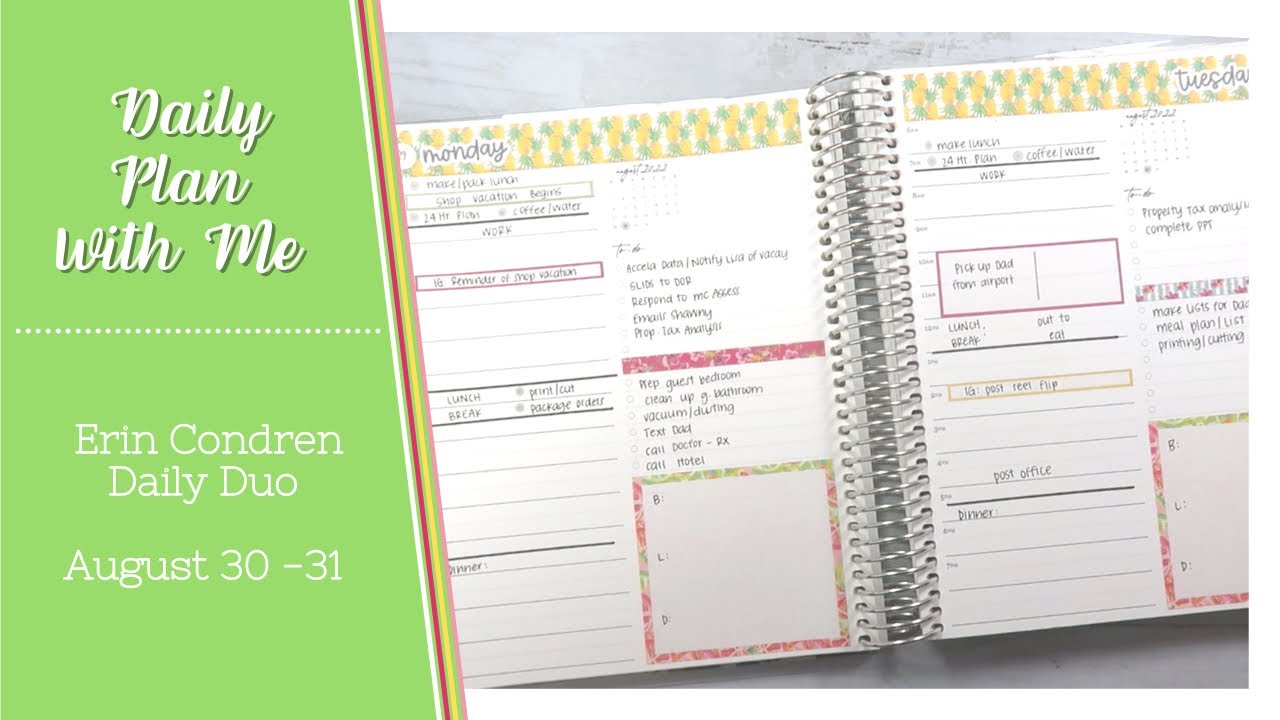 DAILY PLAN WITH ME | August 29 - 30 | Erin Condren 7x9 Daily Duo