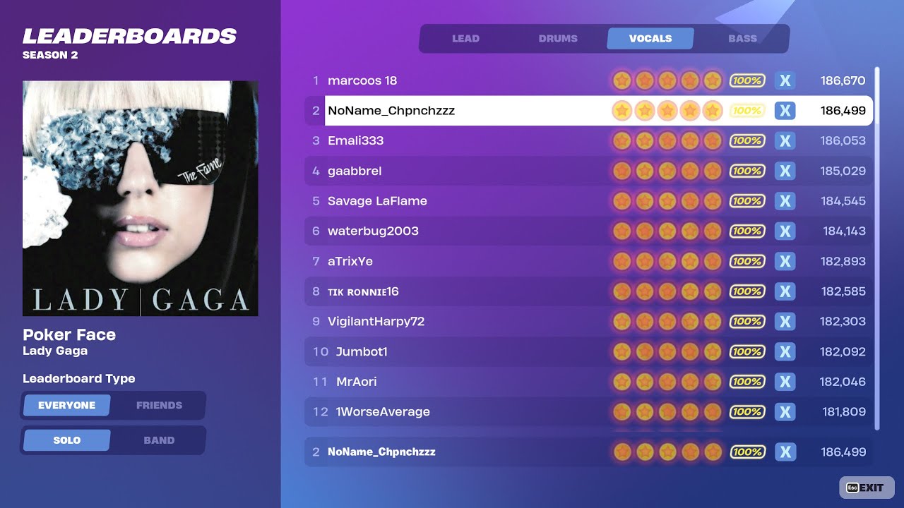 (Festival Fortnite) Poker Face - Vocals Expert 100%