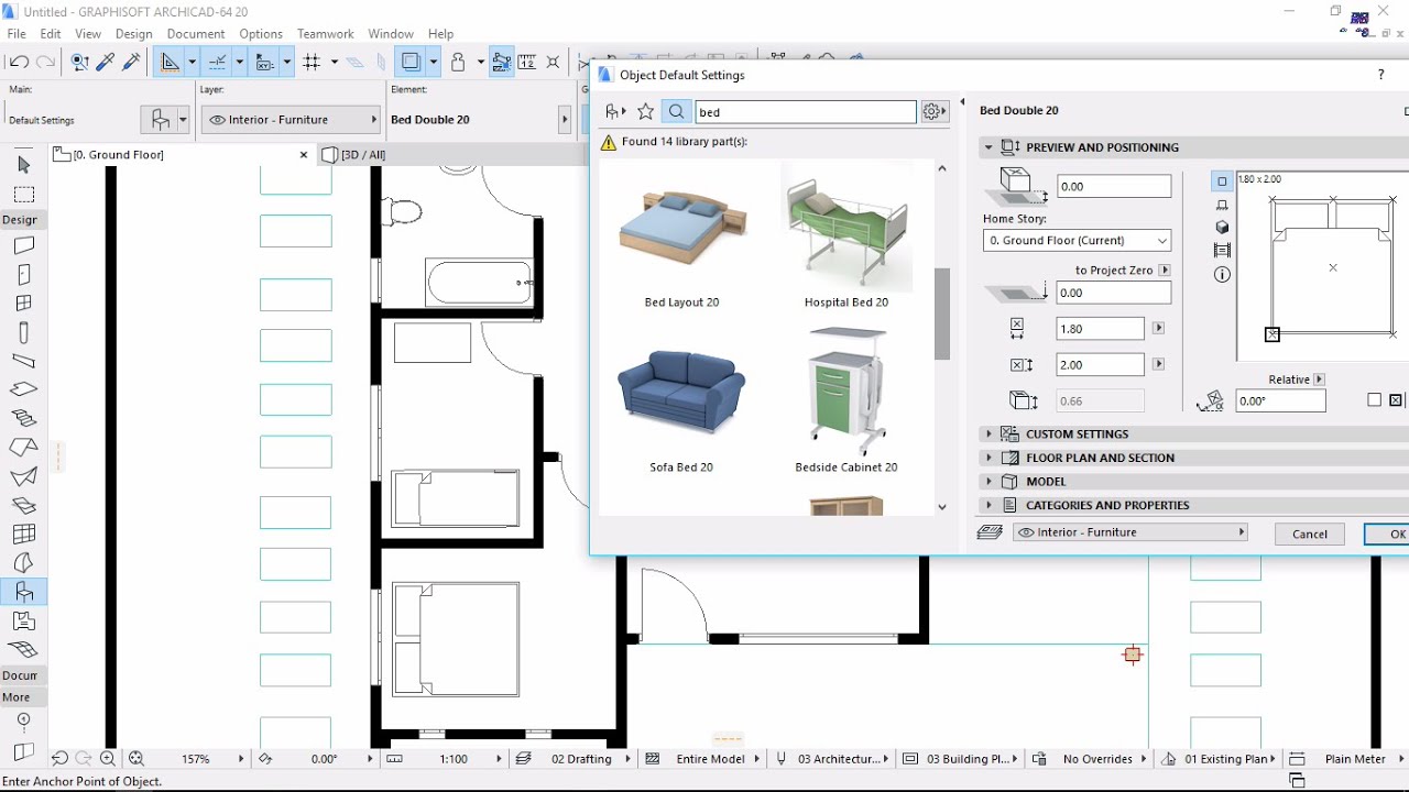 PLANTA MOBILADA NO ARCHICAD