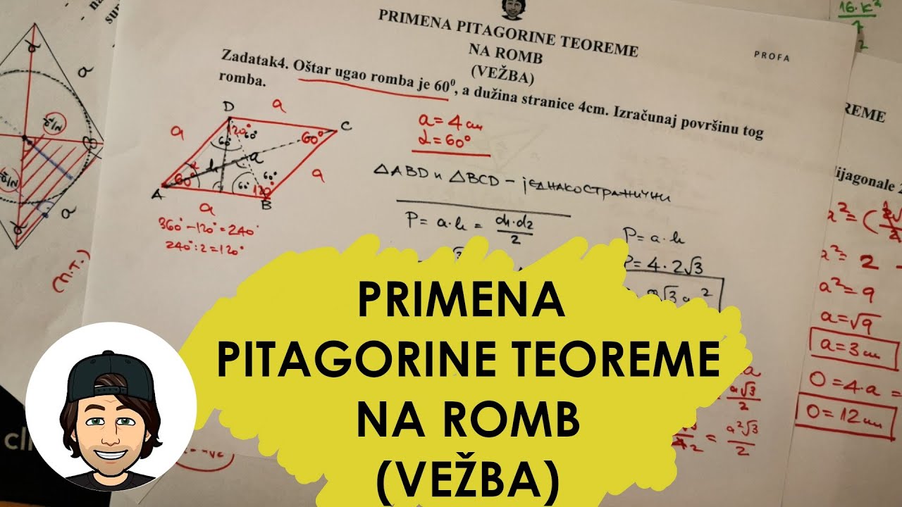 PRIMENA PITAGORINE TEOREME NA ROMB (ZADACI)