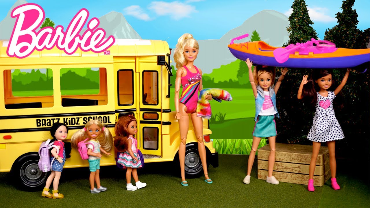 Barbie Sisters Summer Adventure Family Routine -  First Day of Camp with School Bully
