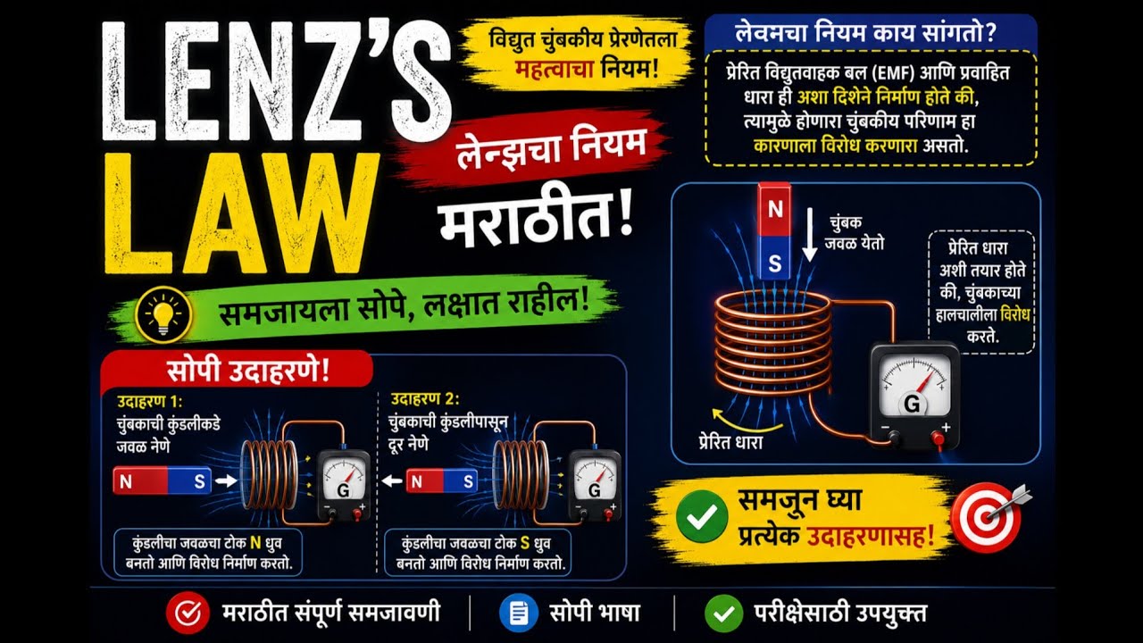 Element of Electrical engineering 1.4 Lenz’s Law in Marathi | Easy Explanation with Examples