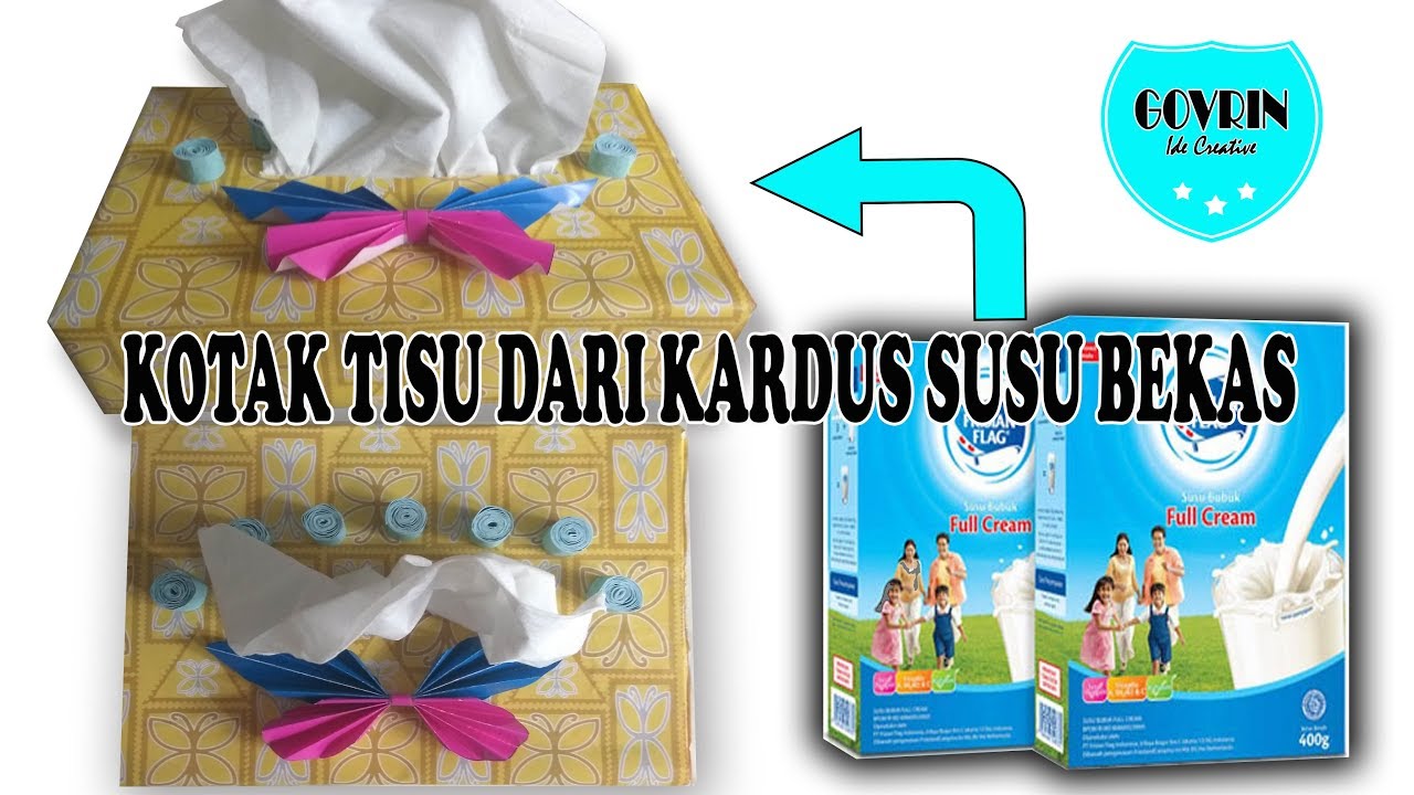 Cara membuat kotak tisu dari kardus susu bekas | ide kreatif