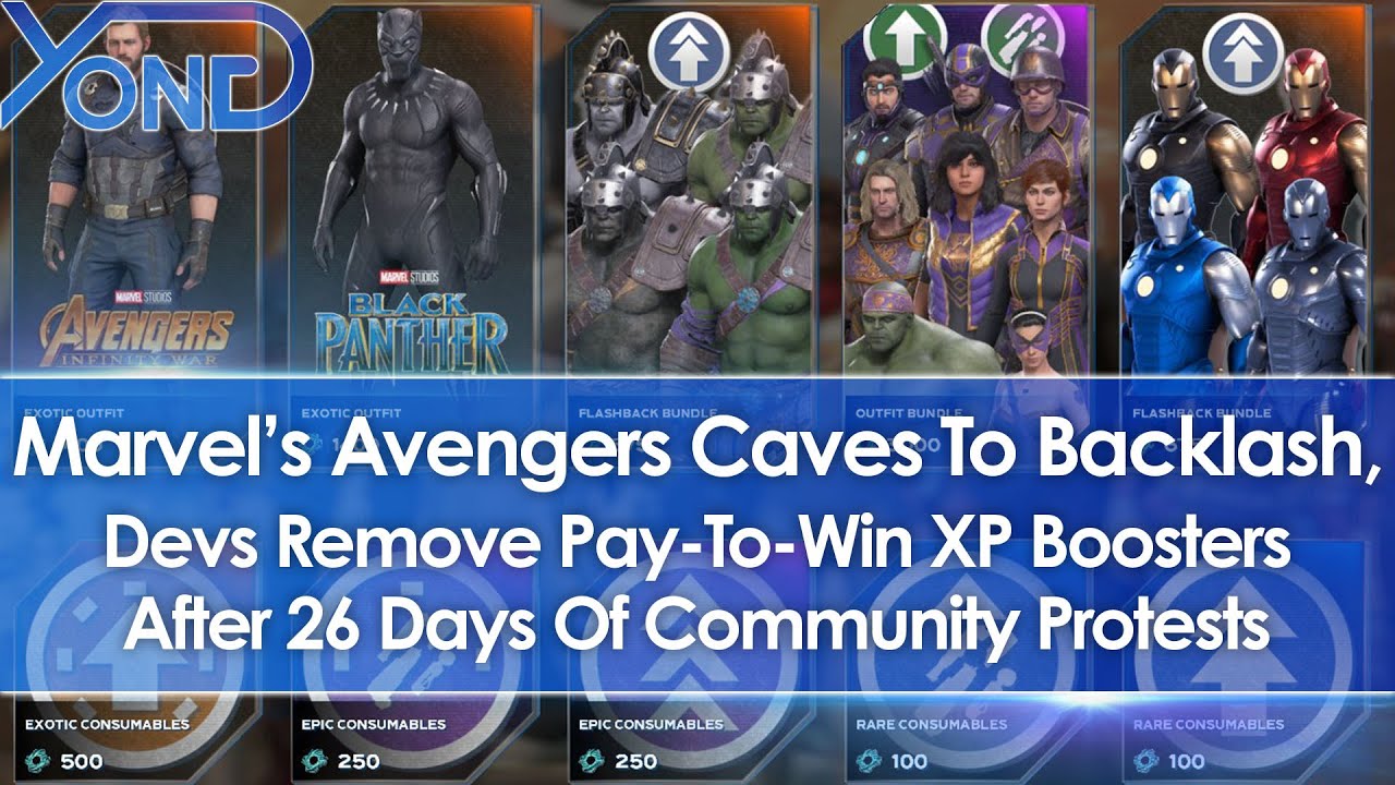 Marvel's Avengers Caves To Backlash, Removes P2W XP Boosters After 26 Days Of Community Protests