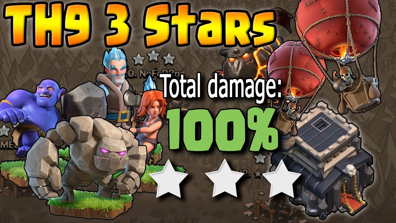 TH9 3 Stars - 5 Different Strategies for WAR - Clash of Clans - Ground & Air!