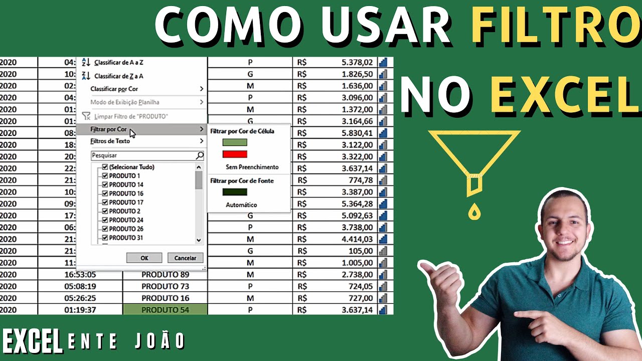 Filtro no Excel como fazer - Excelente Joao