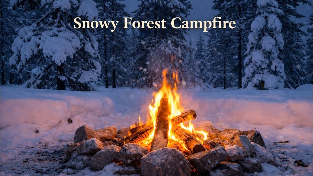 Snowy Forest Campfire Sounds for Deep Sleep & Relaxation　【2 Hours】