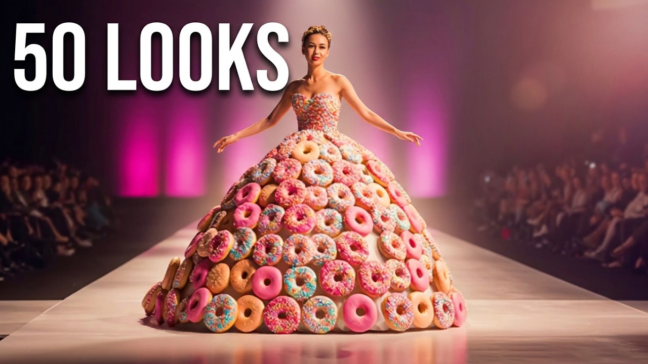 Donut Fashion Show 🍩 | Serving Up 50 Sweet Looks | AI Fashion Show